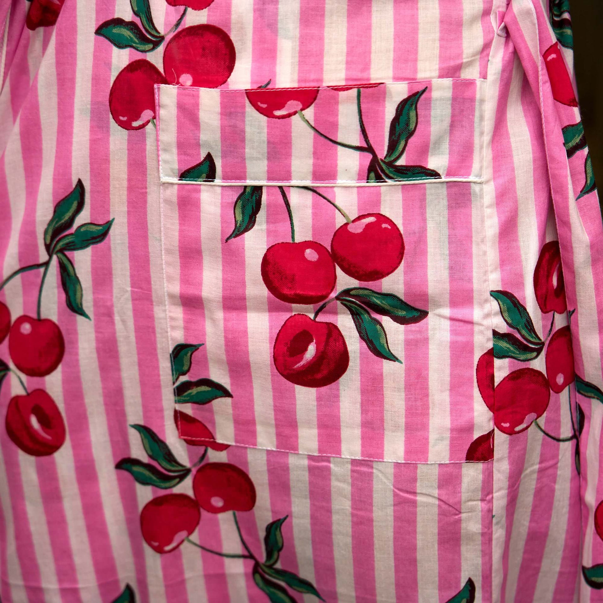 Women’s Pink Cherry Kimono Robe – Lightweight Cotton Cover-Up