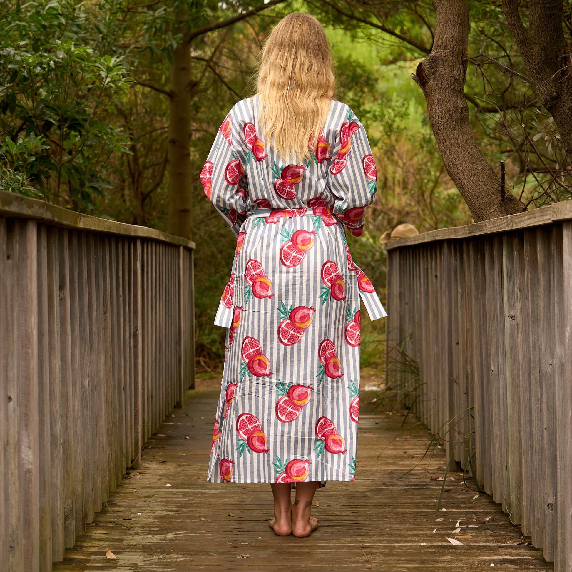 Citrus Bloom Robe – Bold Grapefruit Print on Luxe Cotton