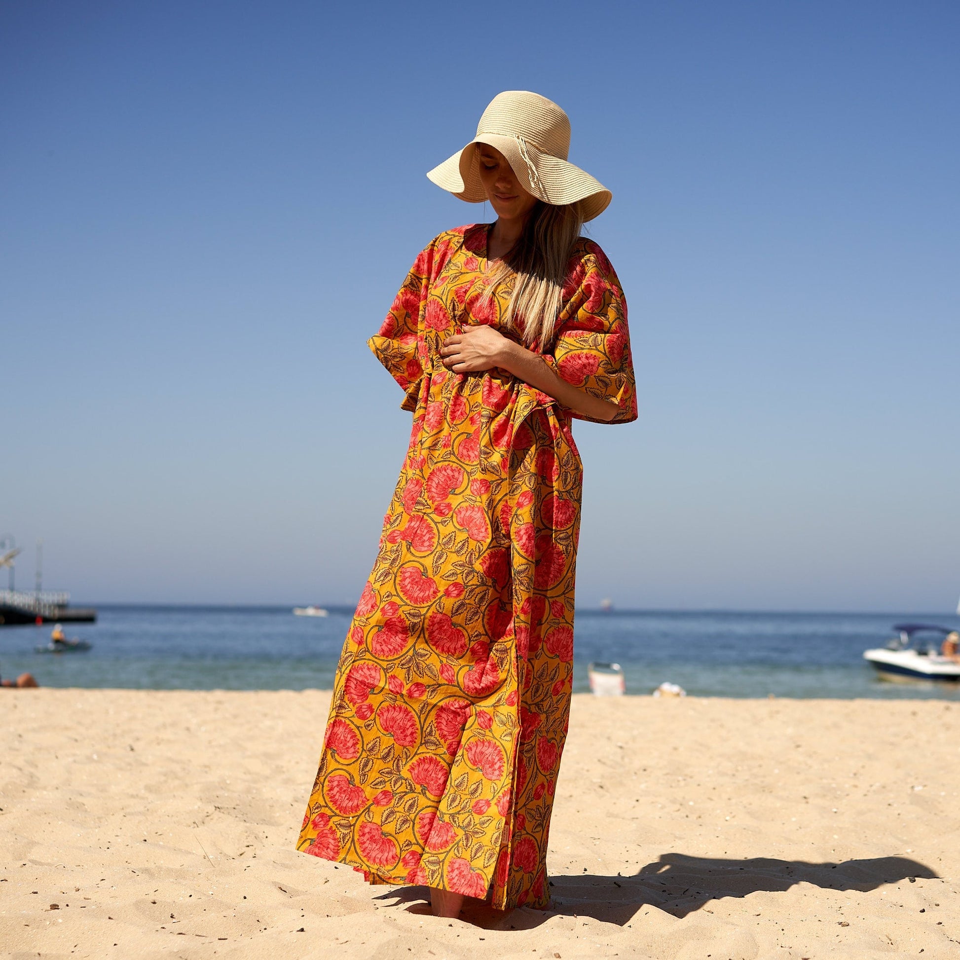 'Sunshine Soiree' 100% Cotton Kaftan