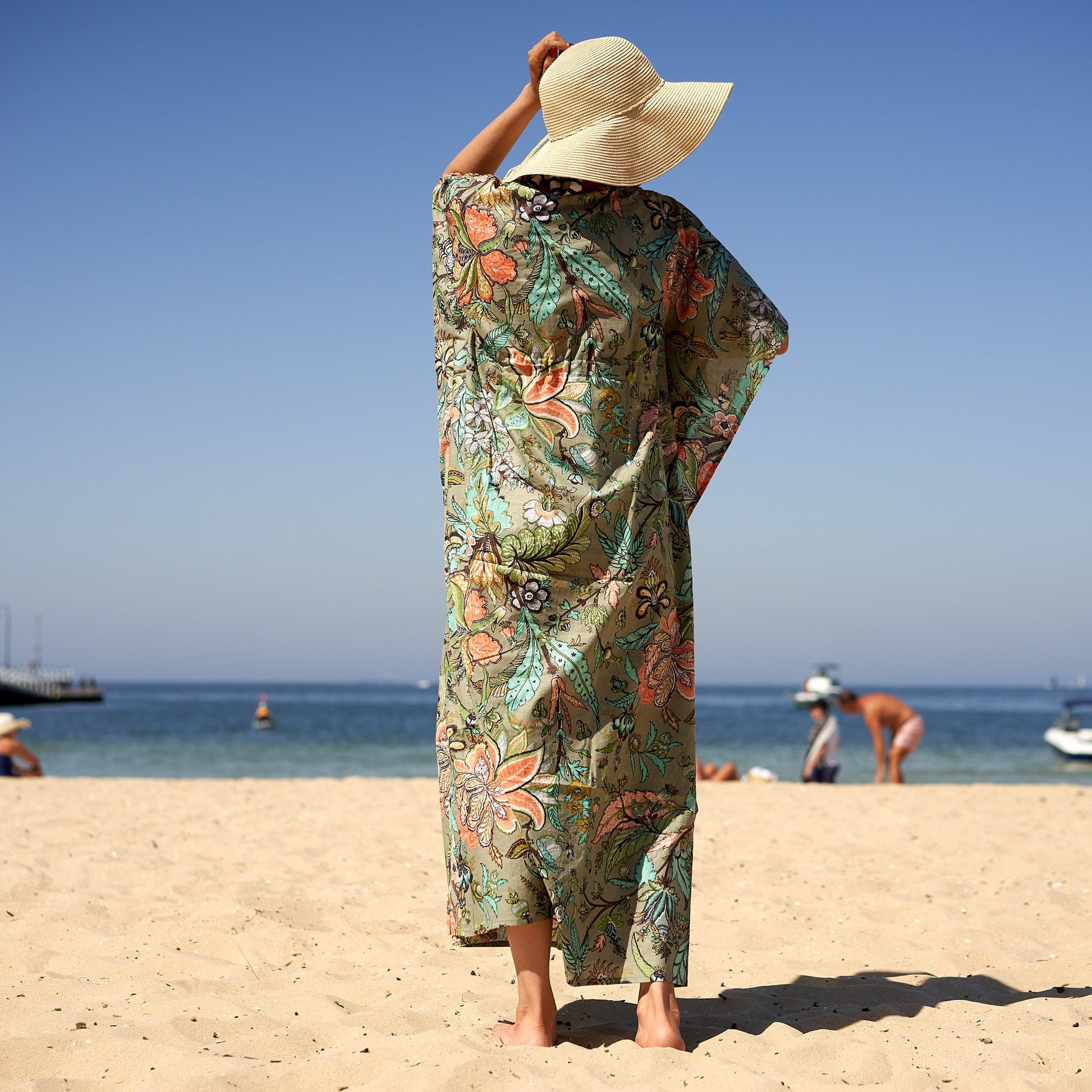 'Holiday Florals' 100% Cotton Kaftan