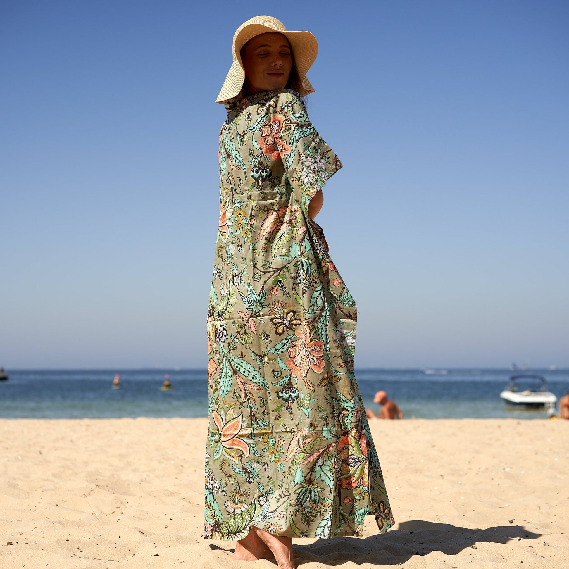 'Holiday Florals' 100% Cotton Kaftan