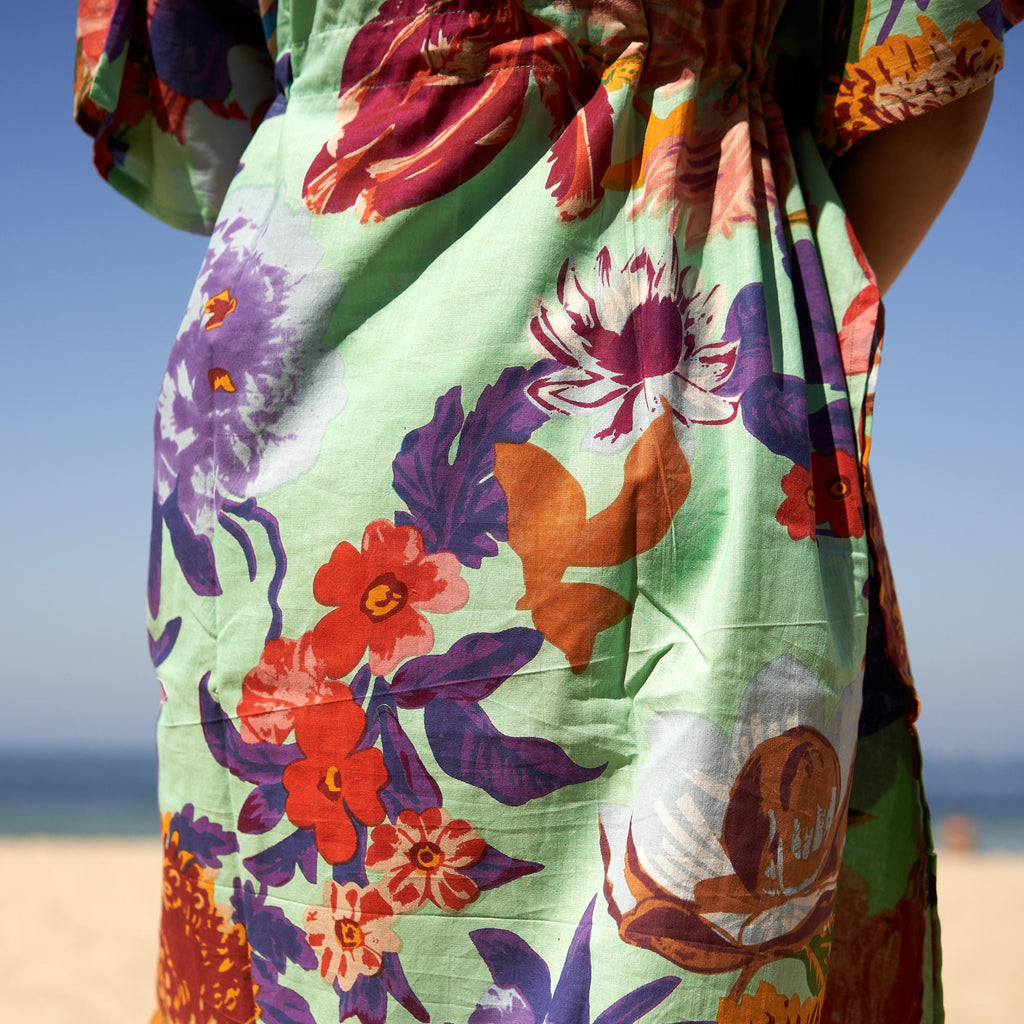 'Ocean Florals' 100% Cotton Kaftan