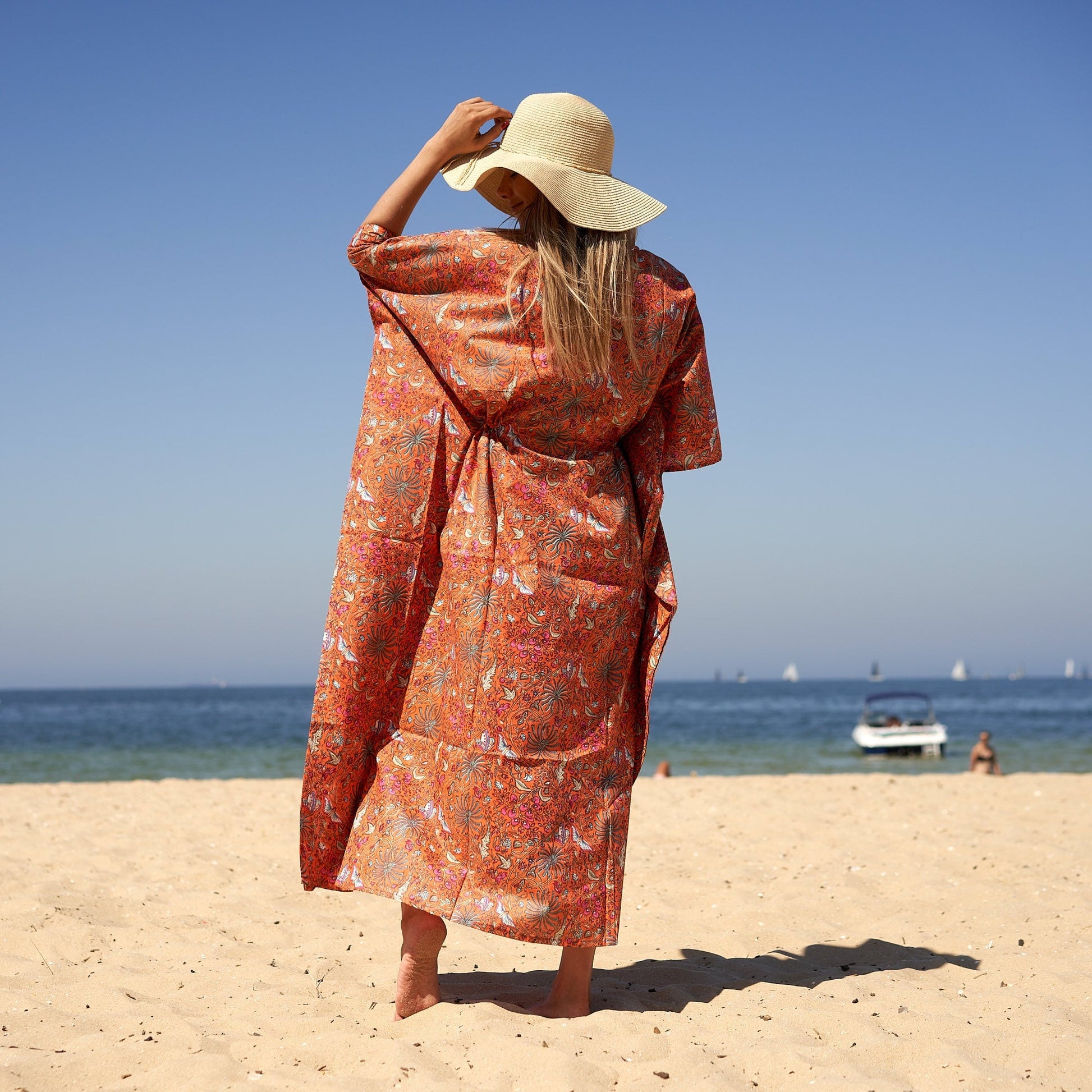 'Butterlies & Blooms' 100% Cotton Kaftan