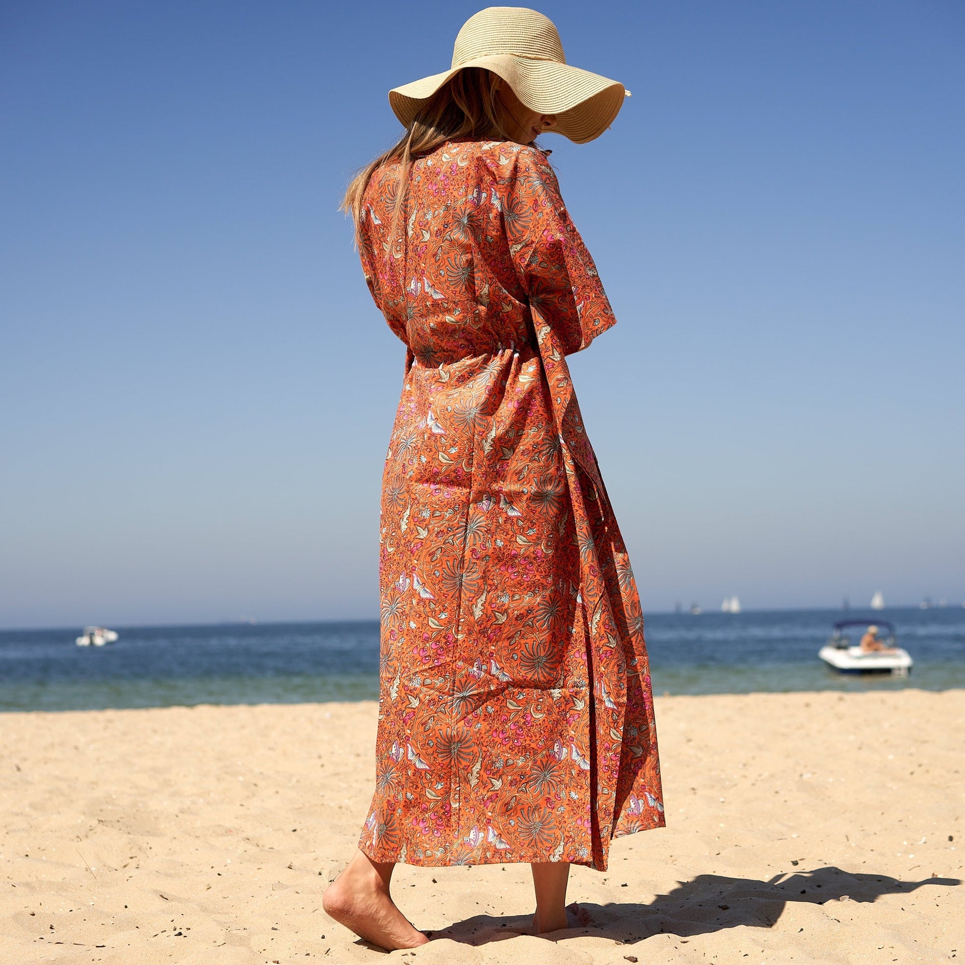 'Butterlies & Blooms' 100% Cotton Kaftan