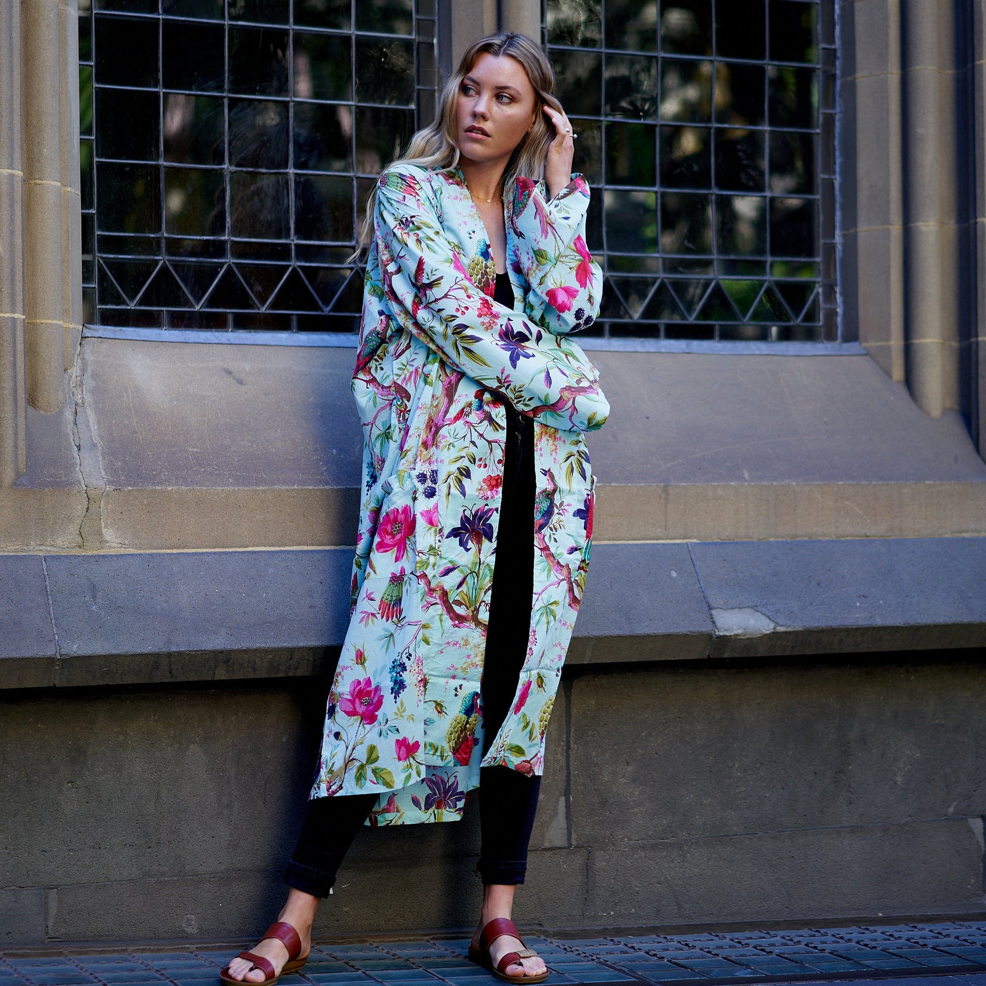 'Tranquil Retreat' 100% Cotton Kimono Robe