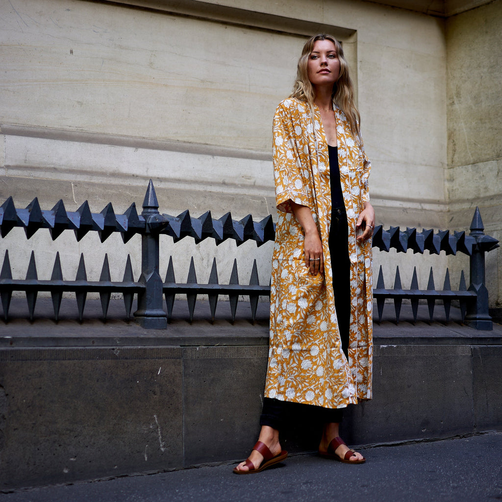 'Serene Garden' 100% Cotton Kimono Robe