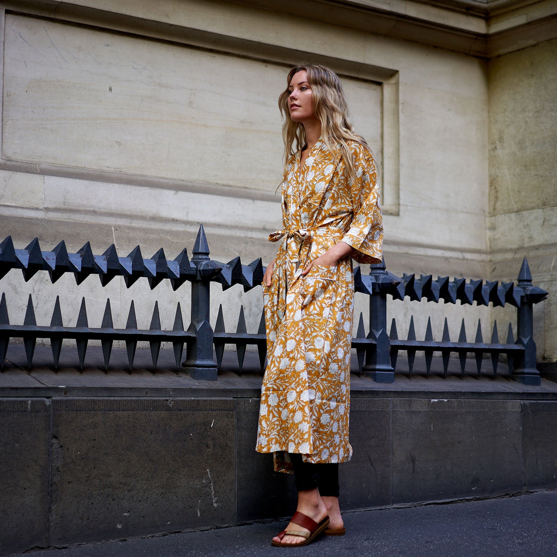 'Serene Garden' 100% Cotton Kimono Robe