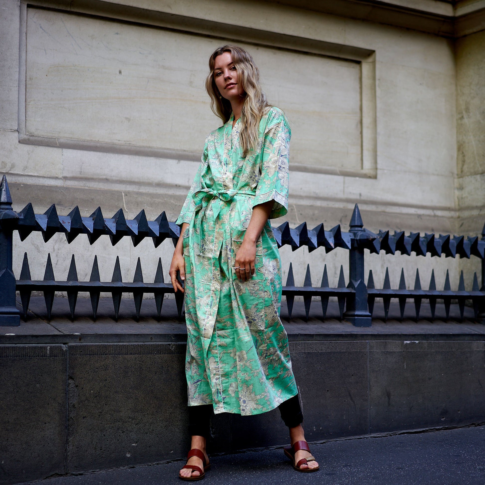 'A Glimpse of Spring' 100% Cotton Kimono Robe