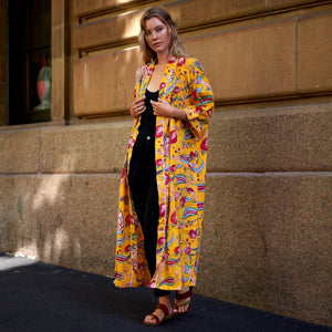 'Frida's Jungle Blooms' 100% Cotton Kimono Robe