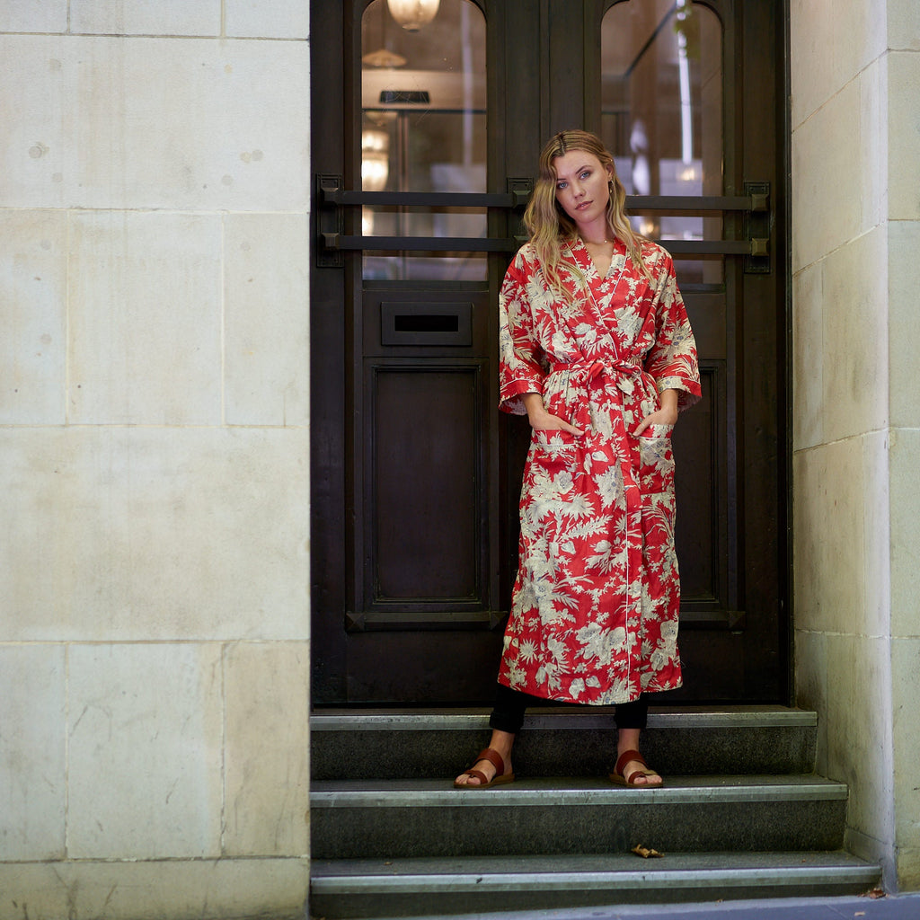 'Island Escape' 100% Cotton Kimono Robe