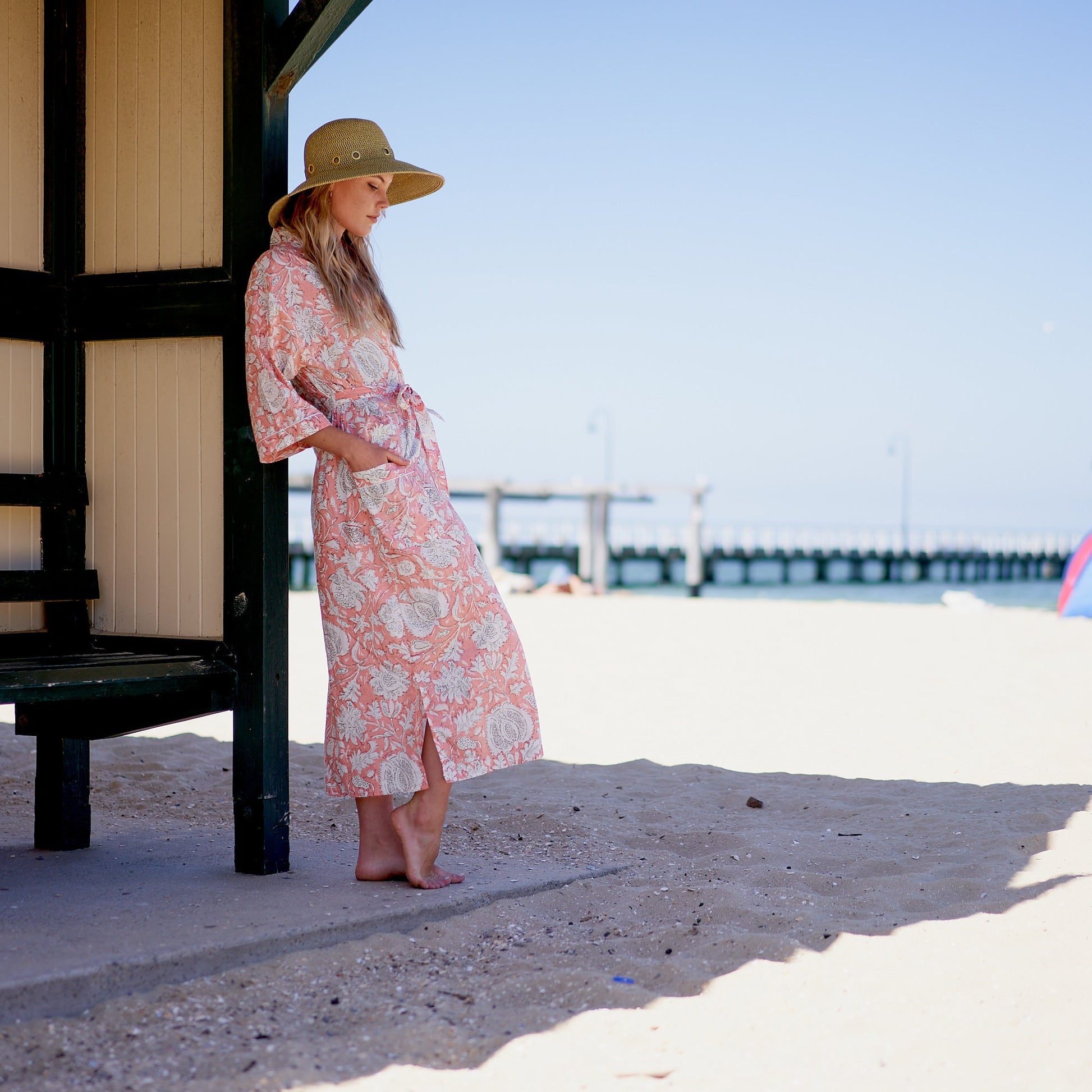 'Pink Botanica' 100% Cotton Kimono Robe