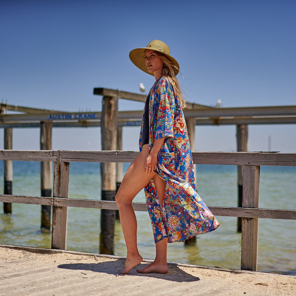 'Summer Serenade' 100% Cotton Kimono Robe