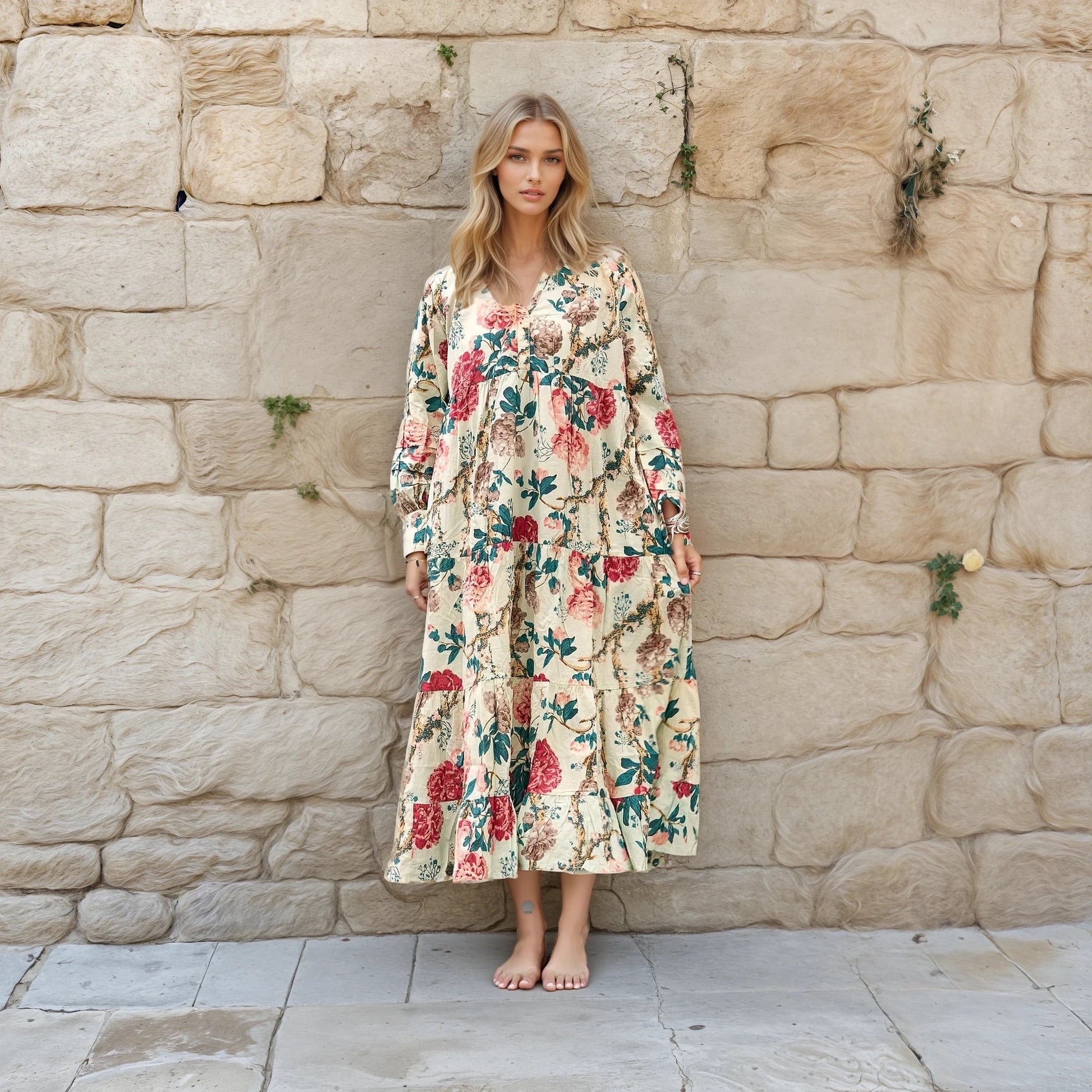'Beach Resort Bliss' 100% Cotton Maxi Dress