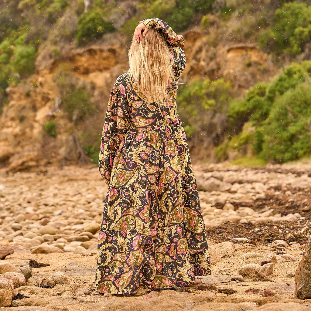 Woodland Bloom Maxi Dress – Earthy Boho Elegance in Handcrafted Cotton