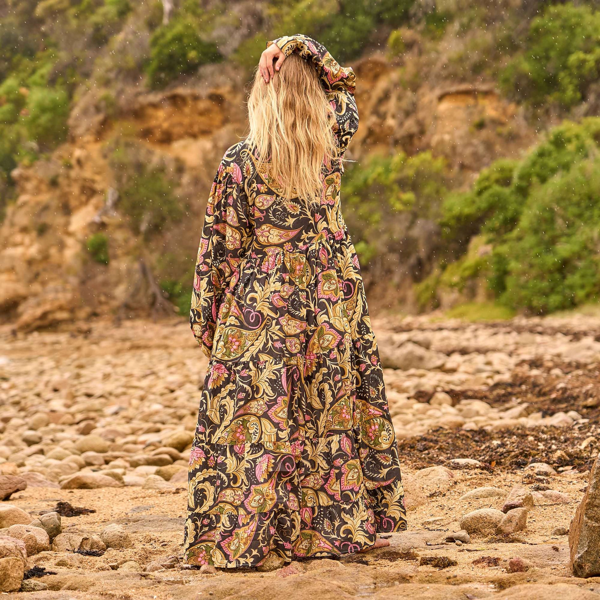 Woodland Bloom Maxi Dress – Earthy Boho Elegance in Handcrafted Cotton