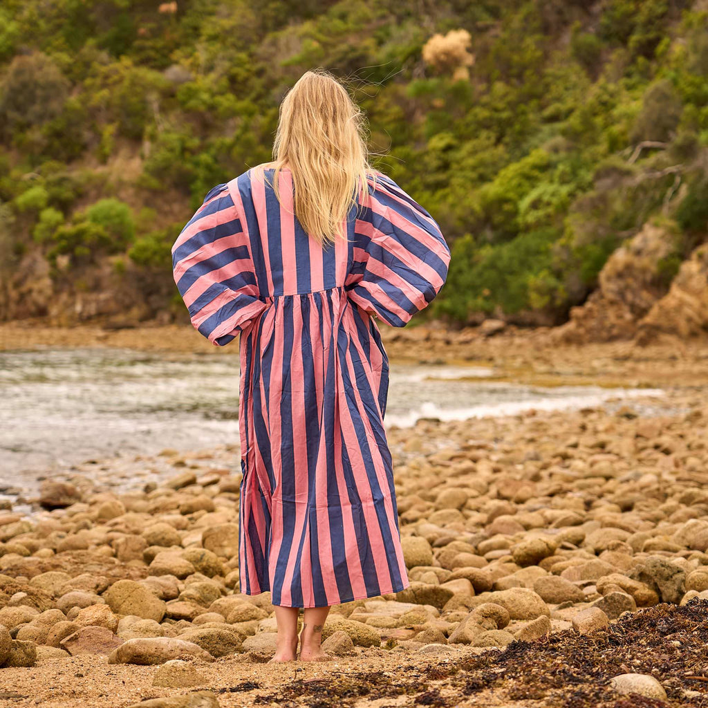 Sunset Stripe Cotton Midi Dress
