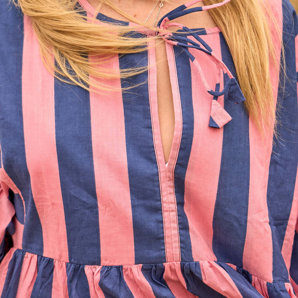 Sunset Stripe Cotton Midi Dress