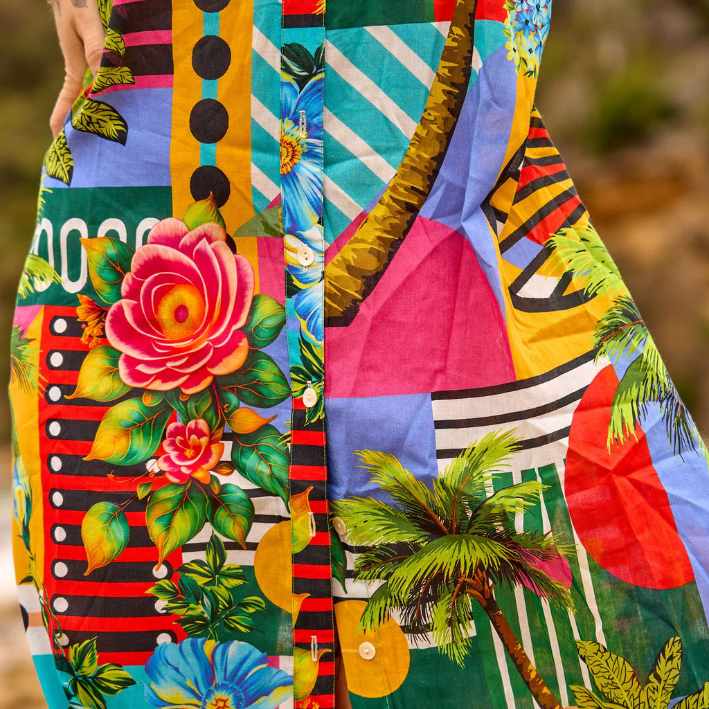 Handmade Cotton Beach Cover-Up Maxi Shirt Dress for Tropical Getaways and Cruises