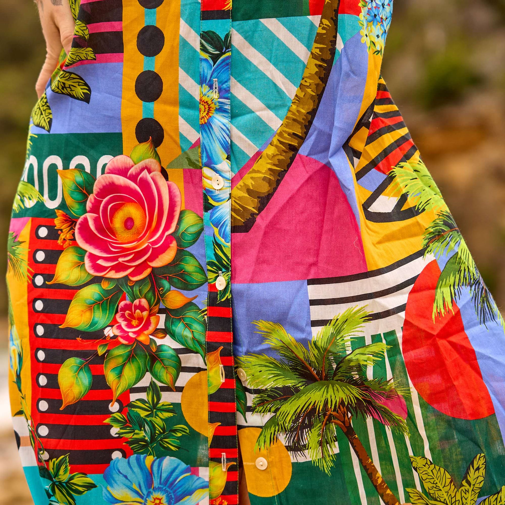 Handmade Cotton Beach Cover-Up Maxi Shirt Dress for Tropical Getaways and Cruises