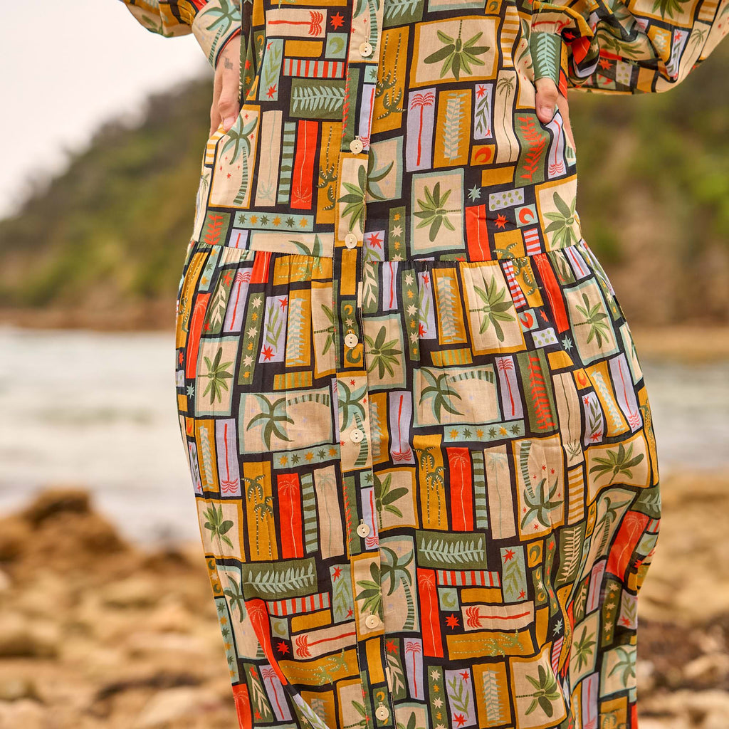 Relaxed Fit Boho Geometric Maxi Dress for Everyday Wear, Travel, and Vacations