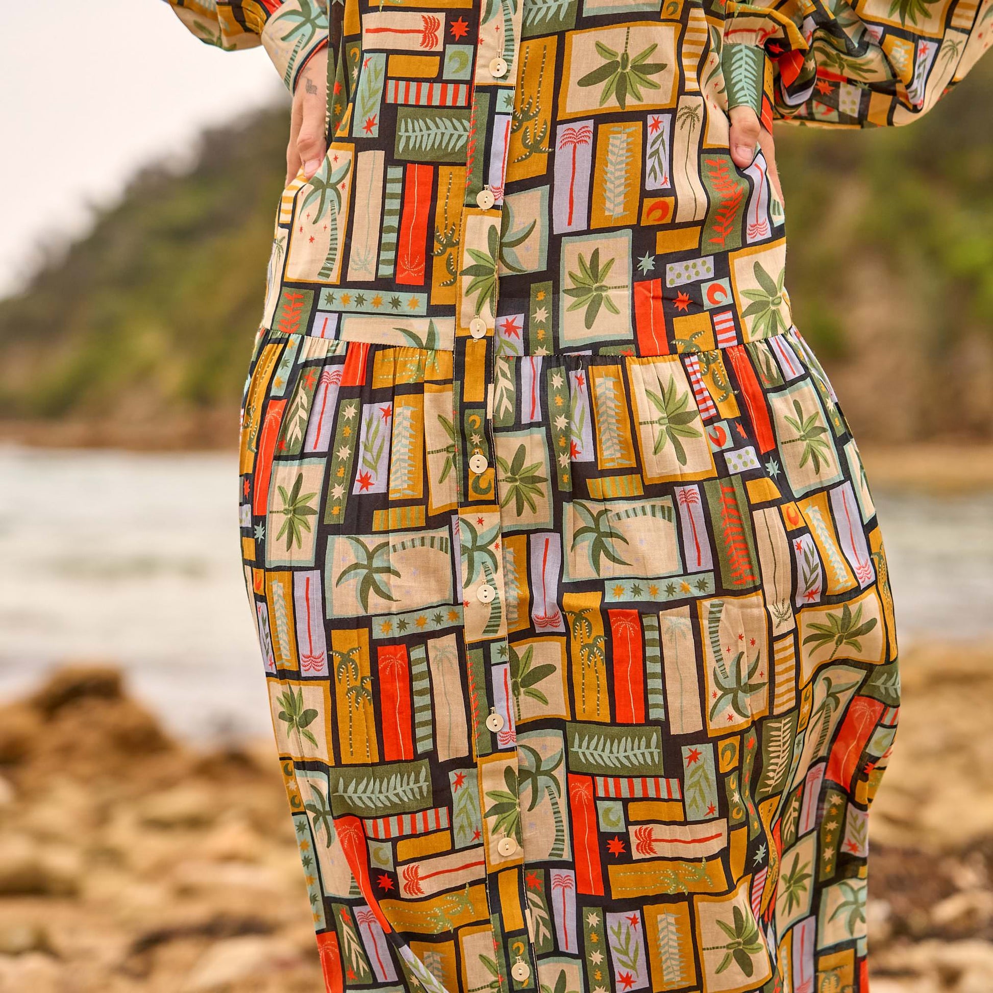 Relaxed Fit Boho Geometric Maxi Dress for Everyday Wear, Travel, and Vacations