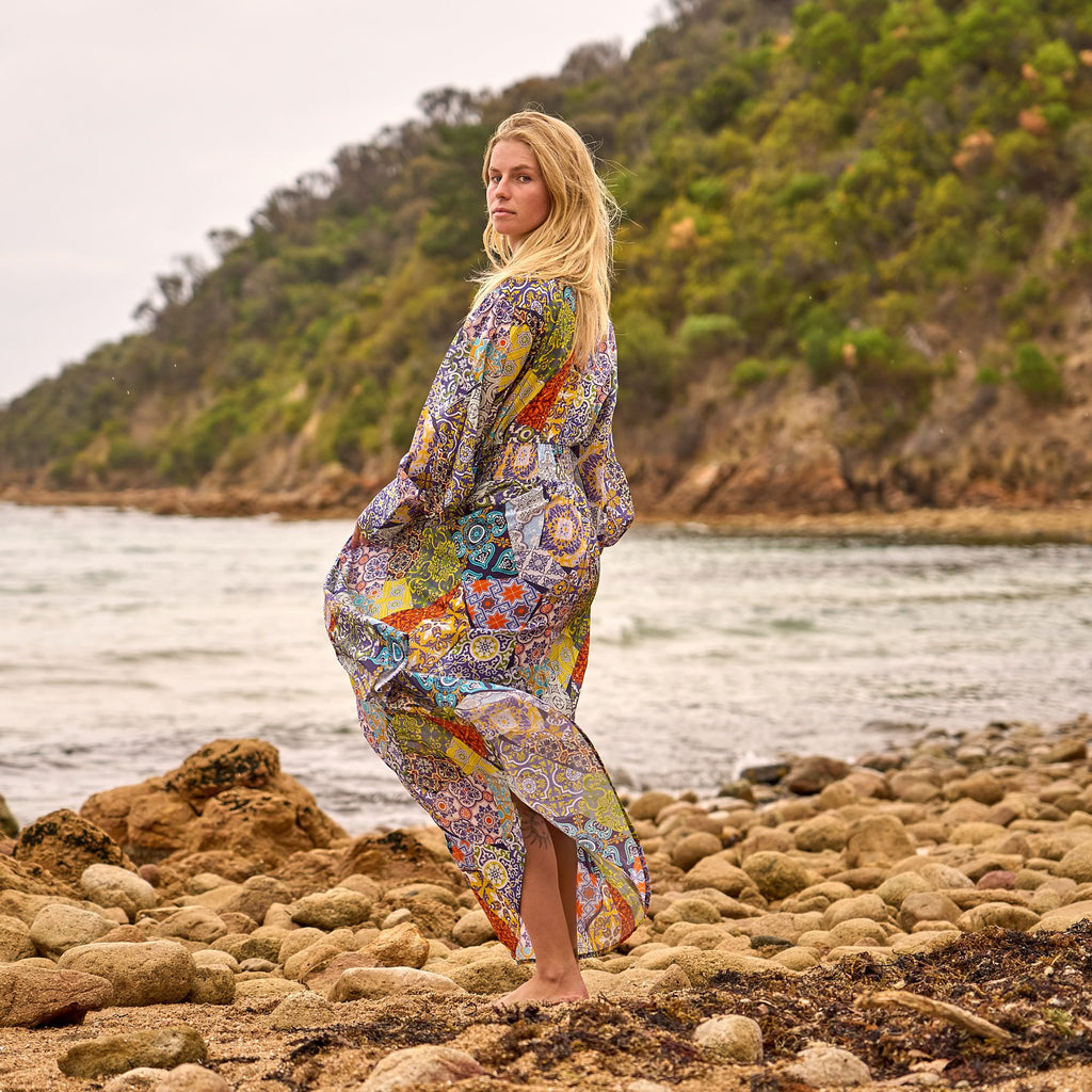 Boho Handmade Cotton Patchwork Maxi Dress with Breathable Fabric for Summer