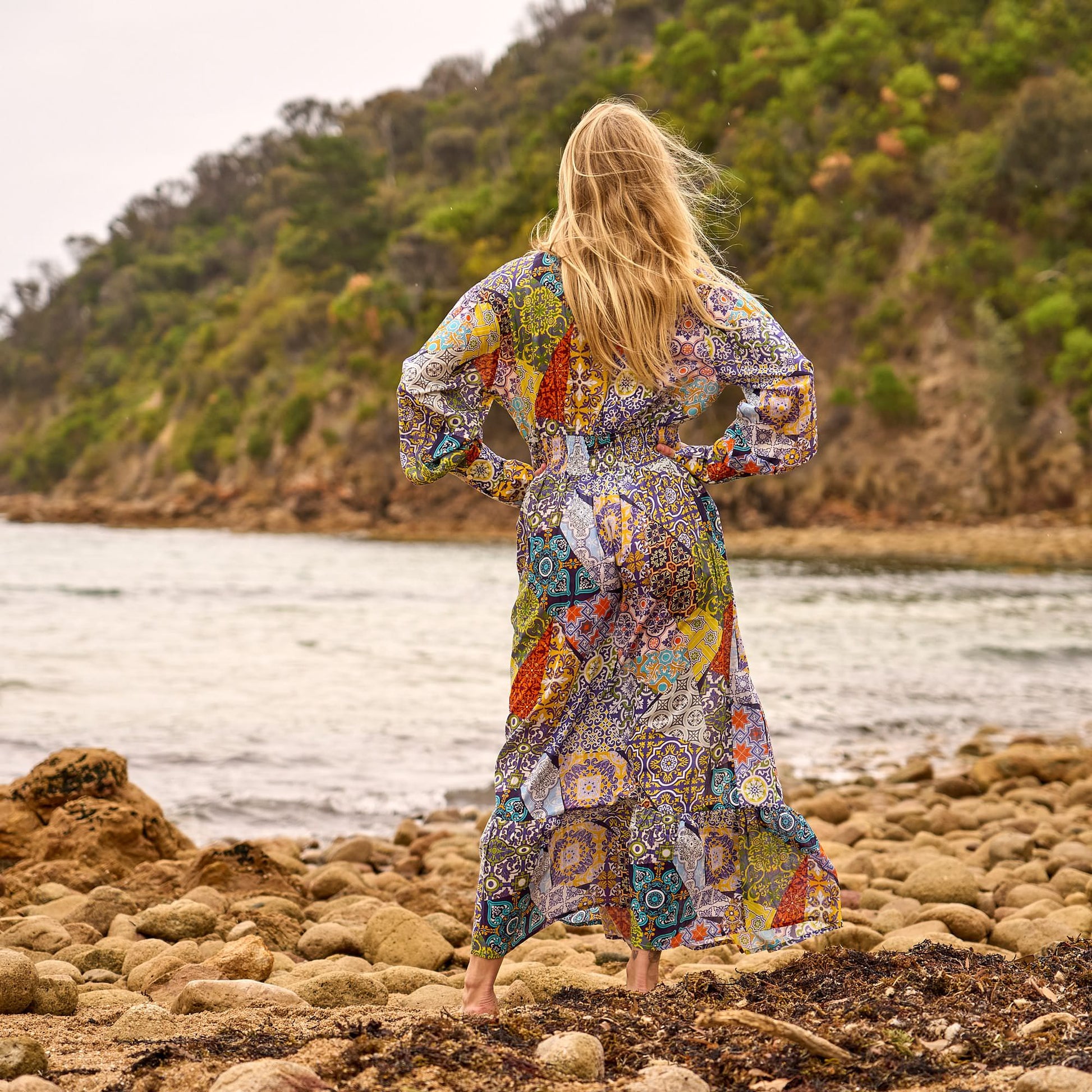 Elegant Cotton Patchwork Maxi Dress - Handmade Vintage Style by Glam Thread