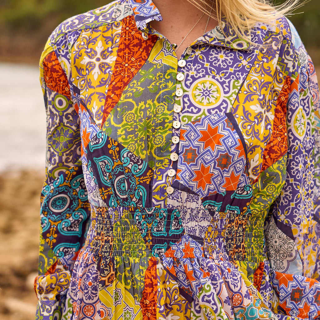 Lightweight Handmade Cotton Patchwork Maxi Dress for Vacation, Beach, and Casual Wear
