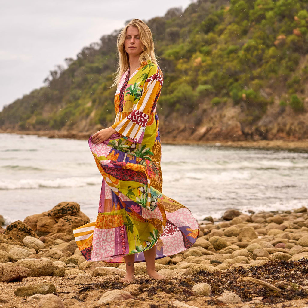Women's Colour Block Long Maxi Dress with Comfortable Casual Fit Design