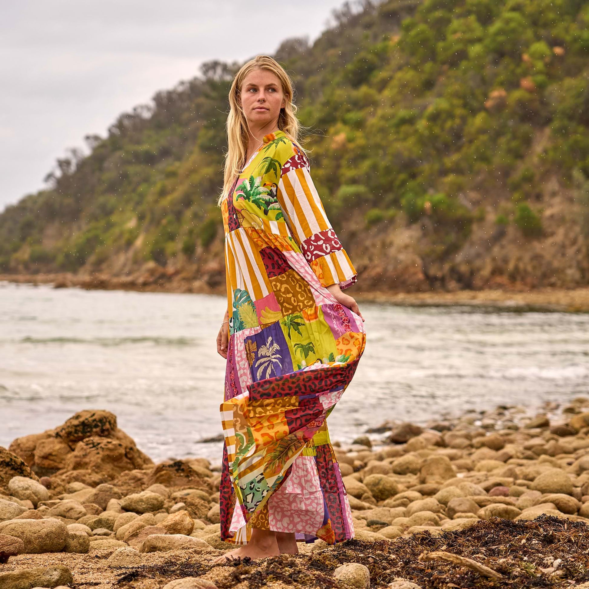 Stylish Colour Block Maxi Dress for Summer, Travel, and Everyday Fashion