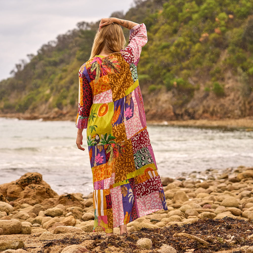 Relaxed Fit Colour Block Dress - Modern Statement Maxi Dress by Glam Thread