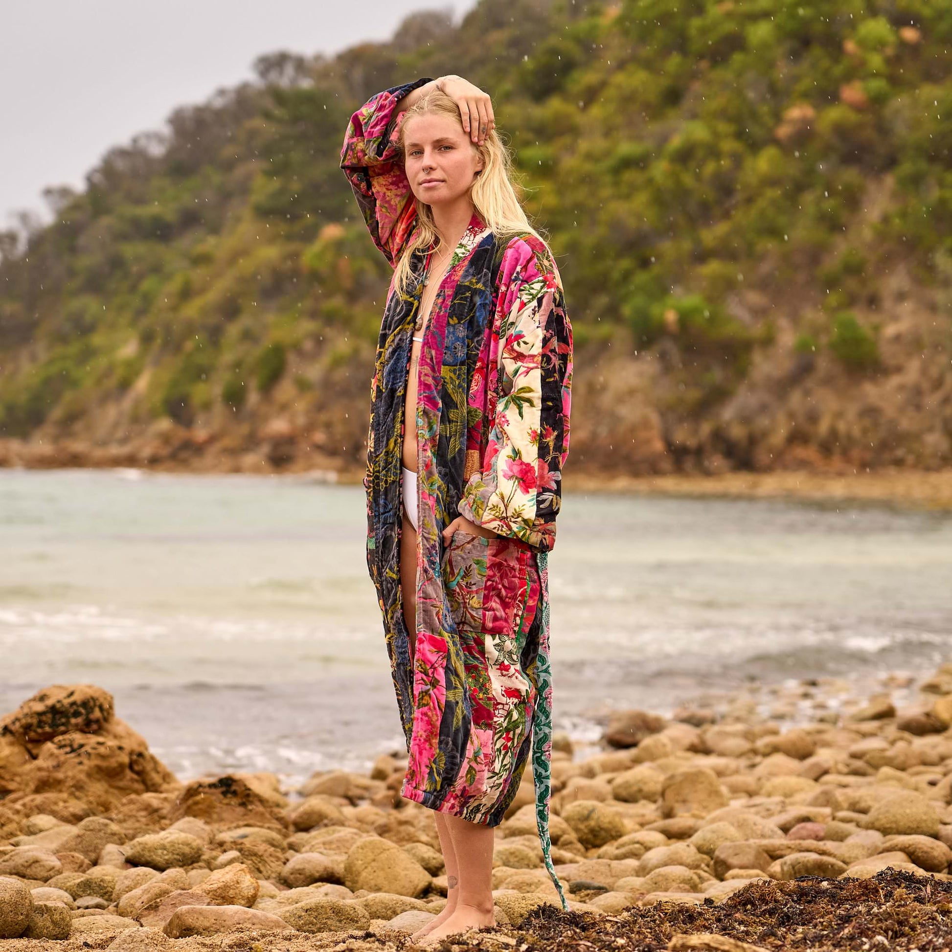 Velvet Bloom Kimono Robe – Boho Luxe Floral Wrap for Endless Wanderlust