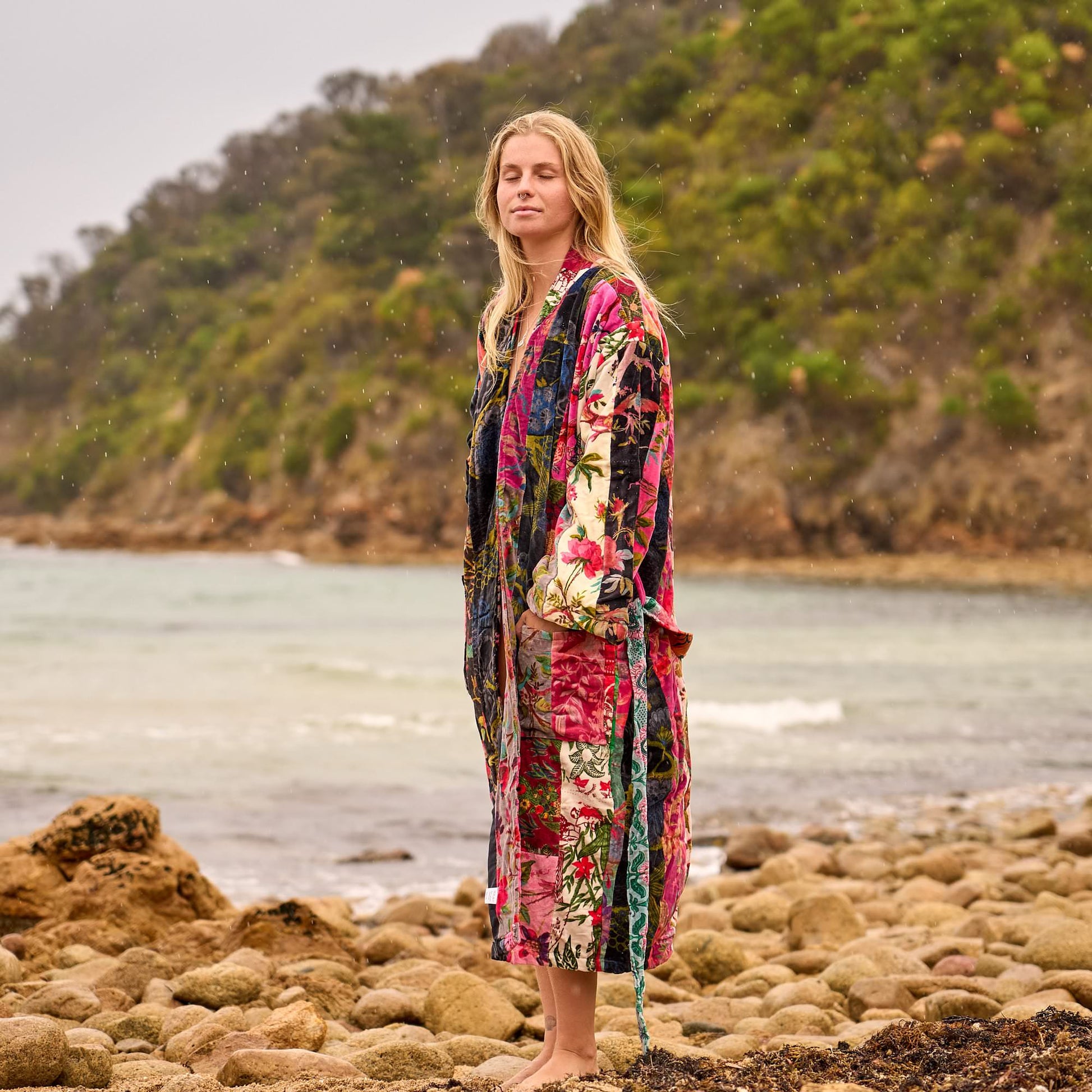 Velvet Bloom Kimono Robe – Boho Luxe Floral Wrap for Endless Wanderlust