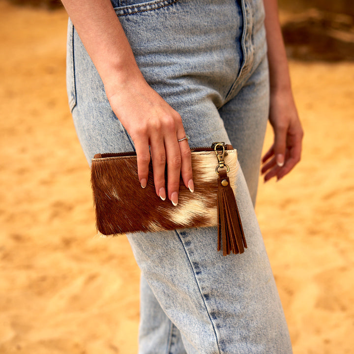 Cowhide Wallet Coin Purse - Charming Brown