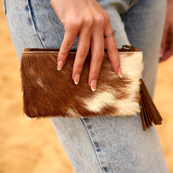 Cowhide Wallet Coin Purse - Charming Brown