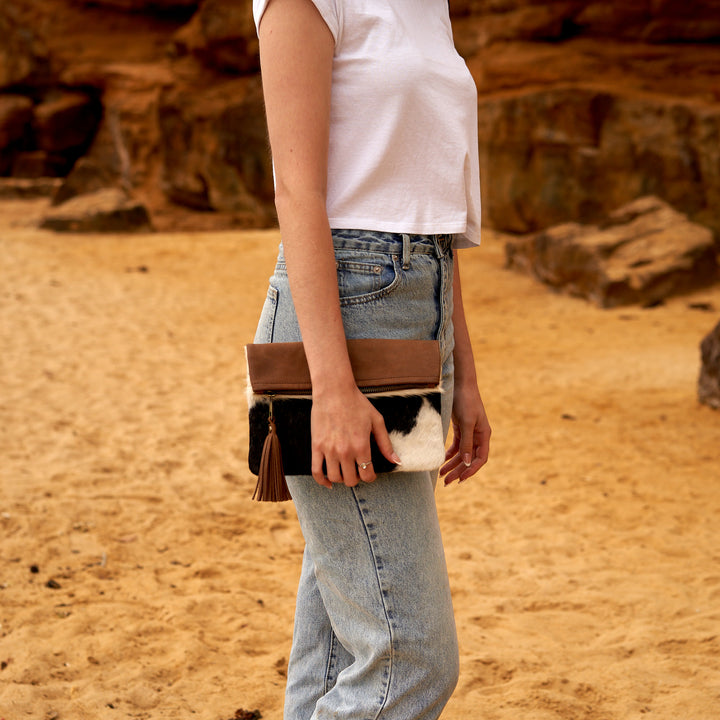 Cowhide Leather Clutch - Sofia