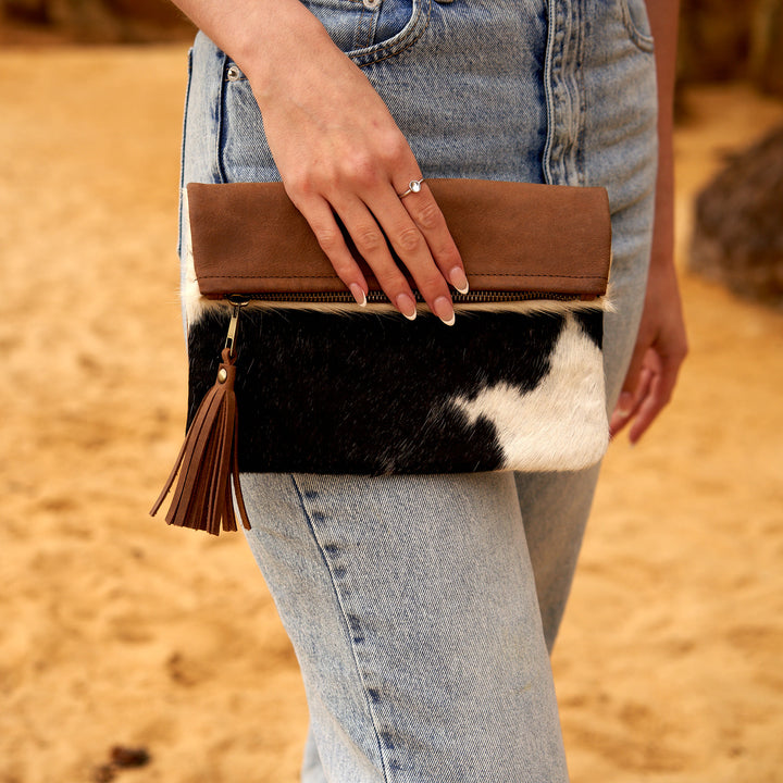 Cowhide Leather Clutch - Sofia