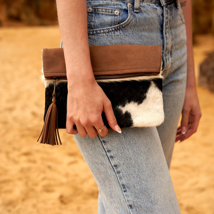 Cowhide Leather Clutch - Sofia
