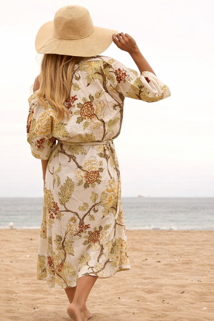 Spiritual Tree 100% cotton kimono robe with nature-inspired print design