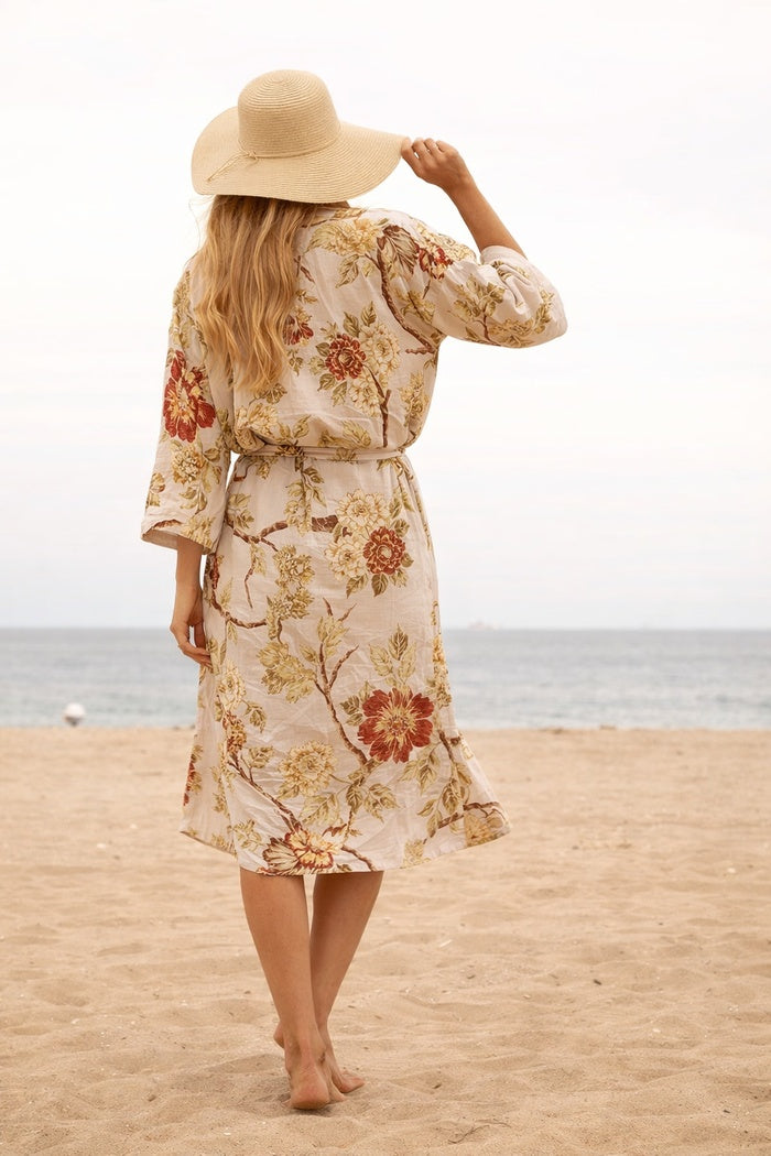 Spiritual Tree pure cotton kimono in breathable lightweight fabric