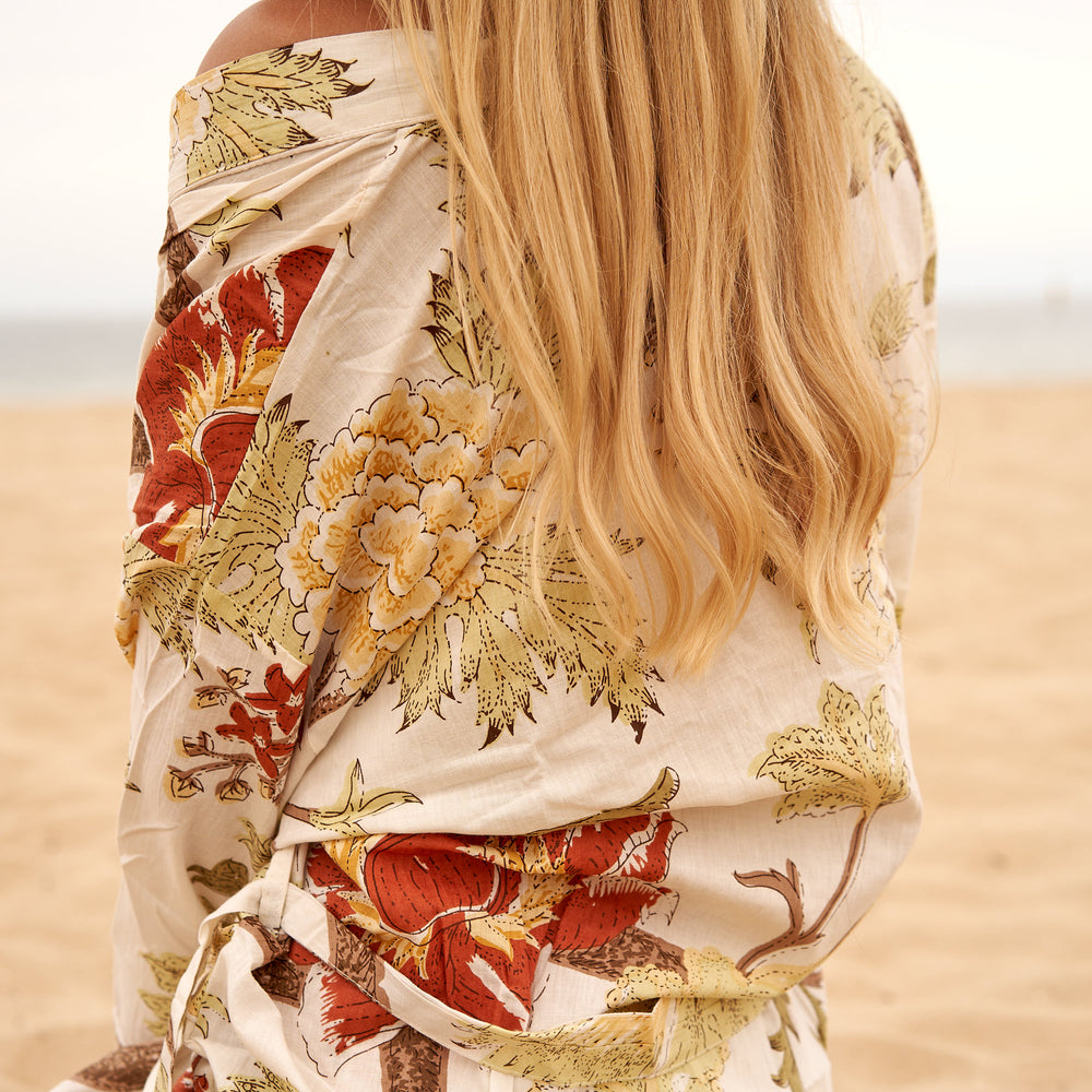 Spiritual Tree soft cotton kimono for women in relaxed boho style