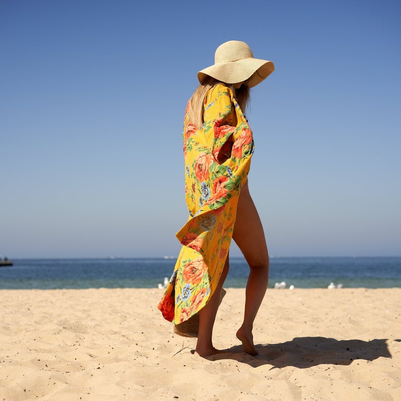 'Sun-Kissed Sands' 100% Waffle Cotton Kimono Robe