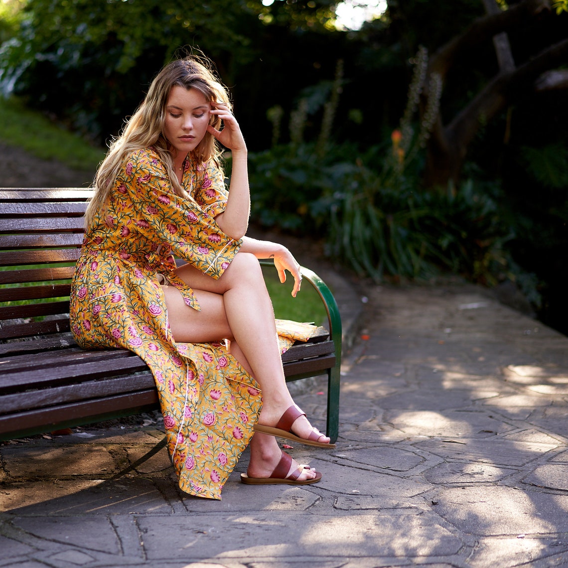 'Serenity in Spring' 100% Cotton Kimono Robe