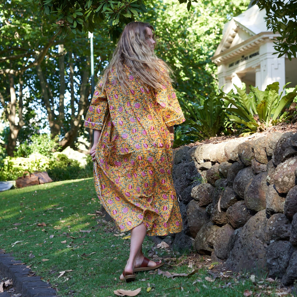 'Serenity in Spring' 100% Cotton Kimono Robe