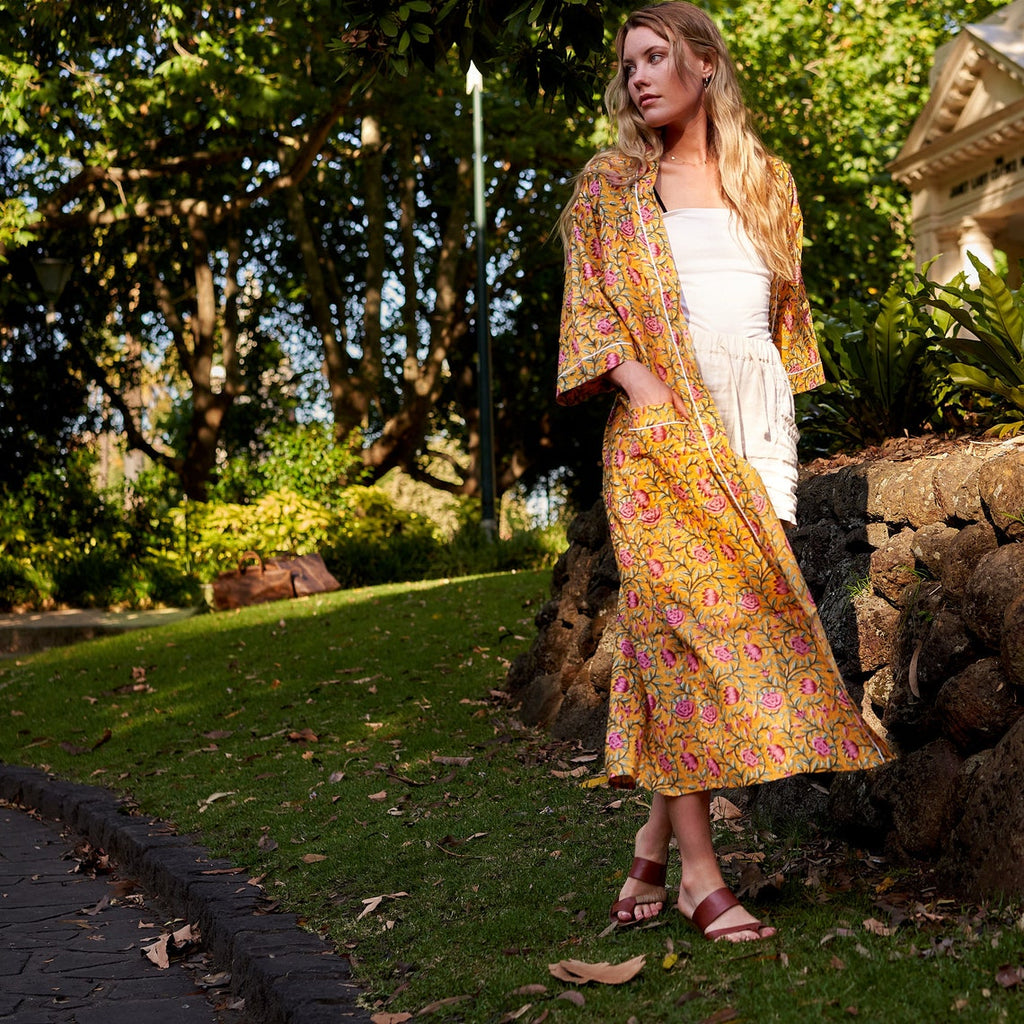 'Serenity in Spring' 100% Cotton Kimono Robe