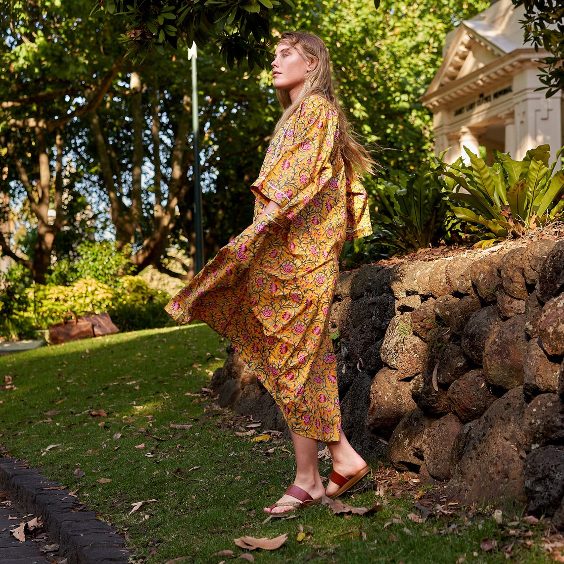 'Serenity in Spring' 100% Cotton Kimono Robe