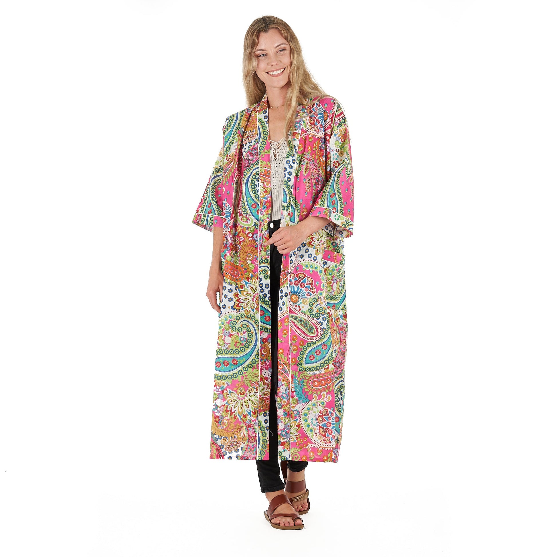 'A Splash of Florals' 100% Cotton Kimono Robe