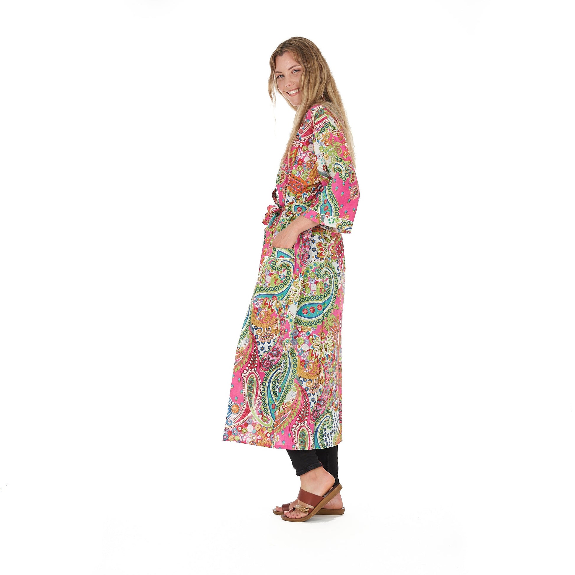 'A Splash of Florals' 100% Cotton Kimono Robe