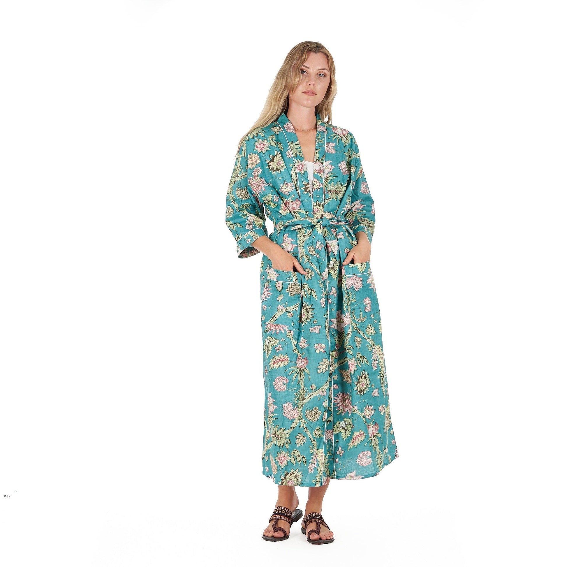 'Coastal Cool' 100% Cotton Kimono Robe