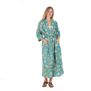 'Coastal Cool' 100% Cotton Kimono Robe
